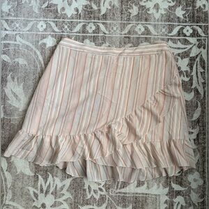 LC Lauren Conrad Pink and White Ruffled Skater Mini Skirt